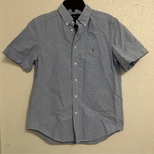 Ralph Lauren Boys Shirt Size L 14-16 Light Blue Short Sleeve Button Down Casual